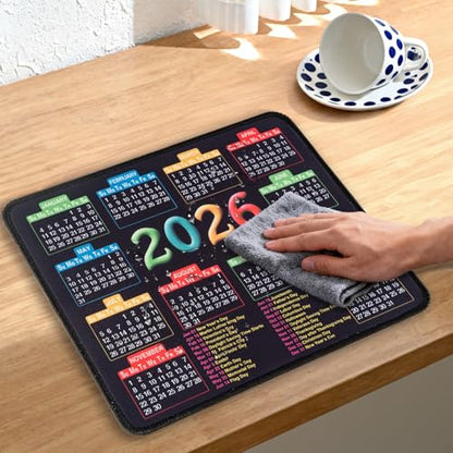 Mouse Pad with Stitched Edge, Computer Mouse Mat with Non-Slip Rubber Base, 2026 Calendar Mousepad - color: 2026-Rectangle