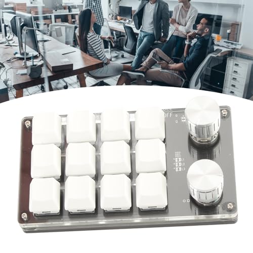 Sonew One Handed Mechanical Keyboard 12 Key Gaming Keyboard DIY Programmable Keypad for Office Gaming Lab(Black White) - color: Black White