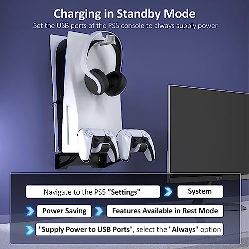 NexiGo Wall Mount Kit with Charging Station for PS5 and PS5 Slim/Pro Versions, Dual Controller Chargers, Steel Wall Stand, and Headphone Hanger - Compatible with PlayStation 5 (Disc & Digital) - style: PS5 Gen 1