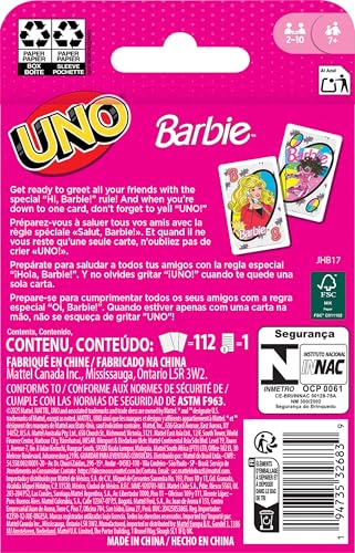 Mattel Games UNO Barbie Card Game with Special “Hi, Barbie!” Rule for Kids, Adults & Family Nights, Game Nights, Travel, Camping & Parties. - style: UNO Barbie