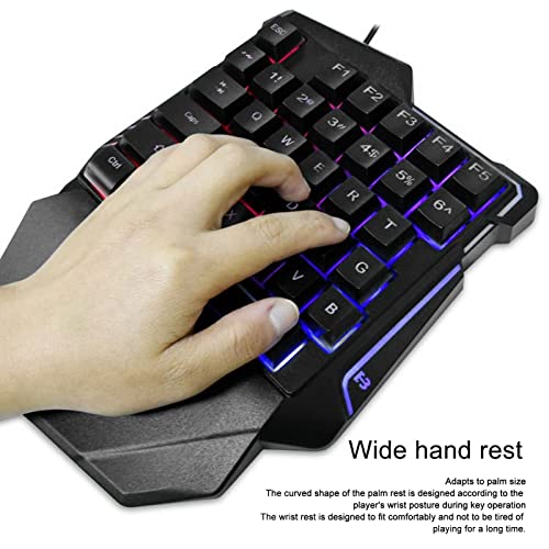 Yunseity One Handed Gaming Keyboard, G7 35 Keys RGB Mechanical Gaming Keypad with Wrist Rest, Wired USB Mini Ergonomic Customizable Keyboard for PC Esports