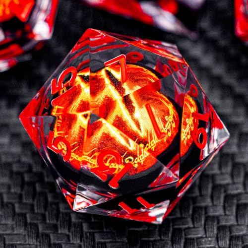 ARUOHHA DND Resin Dice Gazes Eye Dice Liquid Core Red RPG Sharp Edged Dice Set with Gift Box, Polyhedral D and D Dice Set Compatible with Dungeons Dragons Role Playing Game D20 D12 D10 D8 D6 D4 - color: Sl01-transparent