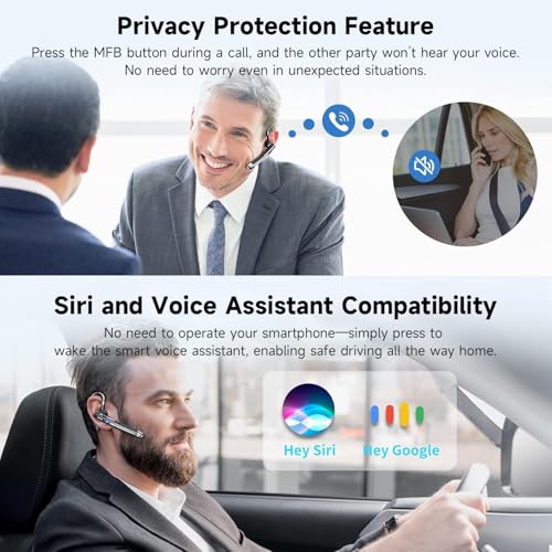 Boytond Bluetooth Headset V6.1,Single-Ear Bluetooth Earpiece,CVC8.0 Noise Cancelling Wireless Headset,100Hrs Talk Time Wireless Earbud with Mic,Hands-Free Headphone for Trucker, Office, Home&Business