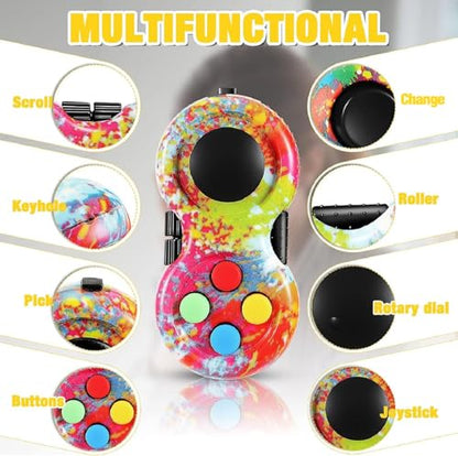 Skylety 2 Pcs Fidget Toys for Adults Controller Fidget Pad Stress Relief Cube Clicker Game Controller Sensory Educational Toy for ADHD Autism Relief Stress Anxiety(Graffiti Style) - style: Graffiti Style