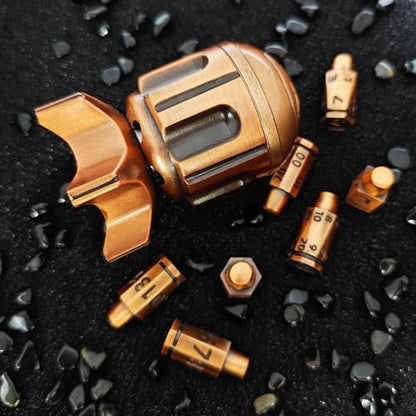 Roulette Dice Spinner for DND Dice Set, 7 Metallic Polyhedral D&D Dice with Gift Case for DND Game, RPG Role Playing Table Game Gifts (Black Gold) - color: Black Gold
