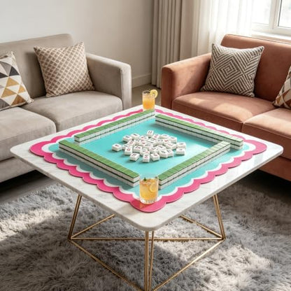 Mahjong Mat for Table 31.25"x31.25" - Anti-Slip American Mahjong Mat with Carrying Bag, Dice & Wind Indicator, Noise-Reducing Table Cover for Mahjong Poker Board Games, Green - color: Green