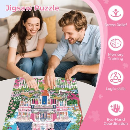 Puzzles for Adults 500 Pieces,Beautiful Manor Puzzle for Adults 500 Pieces,Spring Garden House Jigsaw Puzzles for Seniors, Perfect for Game Nights Giving Puzzles,20.5x15 in - style: Sunshine Villa