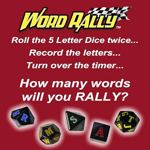 Word Rally Fast-Paced Word Building Family Dice Game | Fun Game with 5 Different RPG Letter Dice | Perfect for Travel, Parties, and Game Night | 2+ Players, Ages 8+