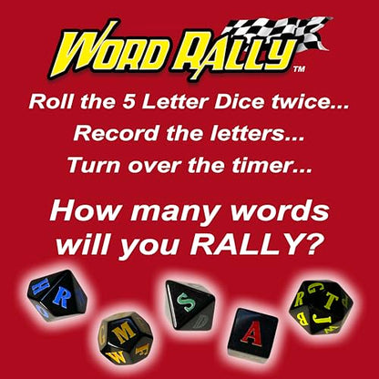 Word Rally Fast-Paced Word Building Family Dice Game | Fun Game with 5 Different RPG Letter Dice | Perfect for Travel, Parties, and Game Night | 2+ Players, Ages 8+