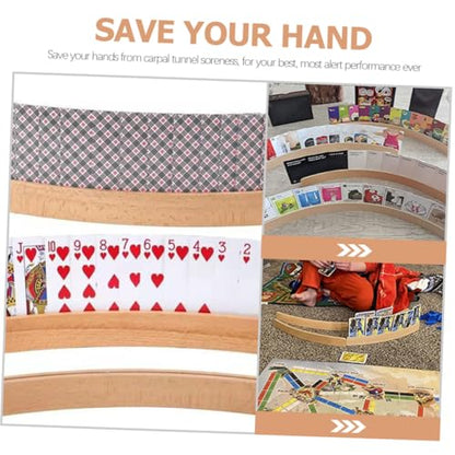 Hemobllo Wooden Card Rack Displaying Stand Wooden Playing Card Holder for Games for Family Gatherings and Game Nights