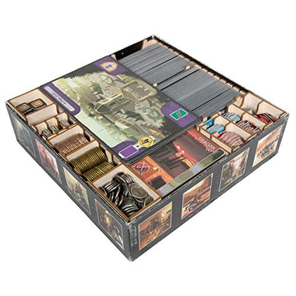 The Broken Token Game Organizer Compatible with 7 Wonders (1st Edition) and Expansions - Wooden Game Organizing Box with Multiple Trays and Dividers