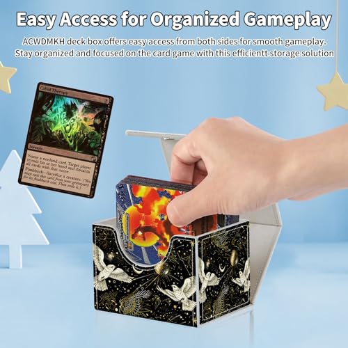 for MTG Commander Deck Box,Card Deck Box for Trading Yugioh MTG,Fits 100 Double Sleeved Cards,PU Leather Strong Magnet Case for Magic Commander TCG CCG,Black White Bird - color: Black White Bird