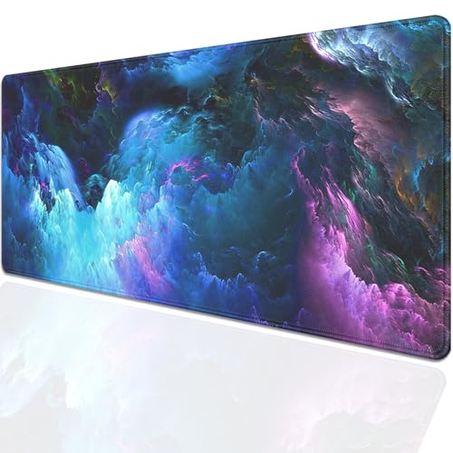 Colorful Galaxy Mouse Pad Desk Pad, 27.5x11.8 in Large Sky Mouse Mat Extended Keyboard Mousepad with Stitched Edges, Waterproof Non-Slip Rubber Base for Office Computer Laptop Home - color: Colorful Galaxy