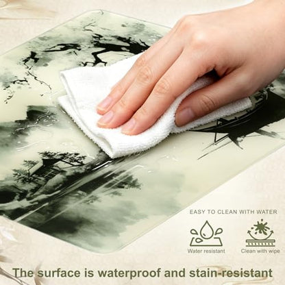 Glass Mousepad, Hard Surface Gaming Mouse Pads, Mousepad Gaming, Glasspad | Glass Pad, Professional Esport Tempered Glass Mouse Pad, Hard Mouse Pad for Bed, 11.8"×9.8" computer mat - color: Japanese Ink Painting 1