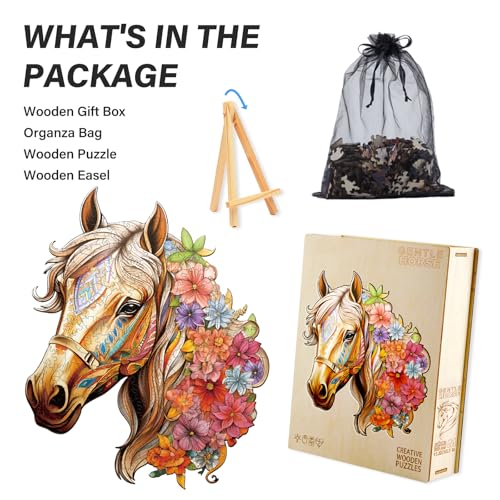 Wooden Puzzles for Adults, Wooden Horse Puzzle, Wooden Jigsaw Puzzles for Adults, Birthday for Puzzle Lover (M-11.8×10.7in - 200pcs) - size: Medium