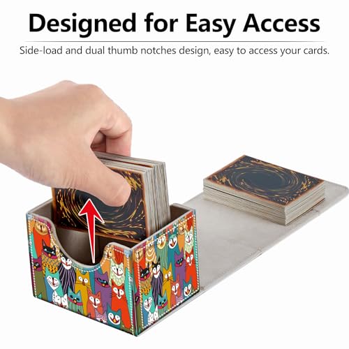 Strong Magnet Card Case Deck Box Mtg Card Box Playing Card Box Deck Box Tcg Up to 200 Cards Creative Pattern Trading Card Storage Box for Collectible Card Games, Doodle Cute Cat - color: Doodle Cute Cat