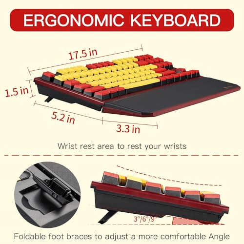 Hexgears X5 Wireless Mechanical Keyboard, Dual-Mode 2.4G/USB-C Ergonomic Full Size 108 Keys Keyboard, Kailh Box 3.0 Linear Switch, N-Key Rollover, Backlit Gaming Keyboards with Wrist Rest (Hero) - color: Hero-X5, size: Linear