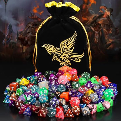 QMay 30 Sets Polyhedral Dice - 30 X 7 (210 Pieces) DND Dice with a D&D Dice Large Drawstring Bag, 30 Colors D4 D6 D8 D10 D% D12 D20, Great for Dungeons and Dragons, RPG, MTG,Role Playing Table Games - color: 30 Sets-210pcs