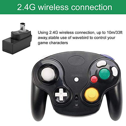 TOOPONE Wireless Gamecube Controllers, Classic Wavebird Wireless Wii Controller Remote Gamepad Joystick for Nintendo Gamecube & Wii (Black and White)