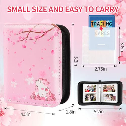 Small 1 Pocket Card Binder for Cards,Mini Trading Card Binder Holder Fits 80 Cards with 40 Removable Sleeves,Card Collection Binder Album Book Case for TCG,MTG,Sports Games (Sakura Cat) - color: Sakura Cat