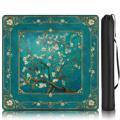 Almond Blossom Mahjong Mat for Table 31.5 x 31.5 Non Slip Noise Mah Jongg Mats for Dominoes Poker Card Board and Tile Games Gifts - color: Almond Blossom