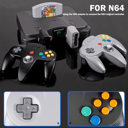 KIWITATA Wireless N64 Controller for Switch Games, 2.4GHZ Wireless N64 Remote Game Pad Joystick Controller Compatible with N64 Console, Switch/Switch Lite/Switch OLED, MAC, PC Windows 7,8,10,11 Black - color: black