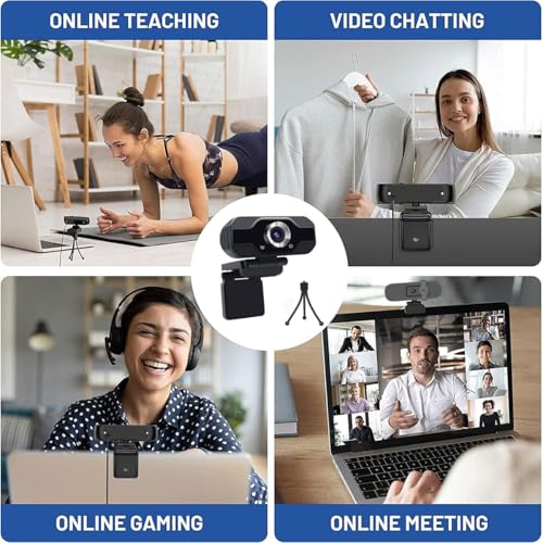 1080P Webcam with Microphone, HD Webcam Web Camera with Tripod Stand, Widescreen USB Computer Camera, Streaming Mic Web cam for Online Calling/Conferencing,Facetime/YouTube Desktop Laptop PC