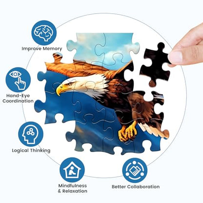 500 Pieces Puzzle for Adults,Bald Eagle Puzzle,Recycled Cardboard Mountain Lake Wildlife Animal Jigsaw Puzzle 500 Pieces,Challenging Game Home Decor Birthday Party Gift Toy for Teens Seniors 20.5*15in - style: Eagle