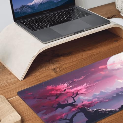 Watercolor Japanese Large Gaming Mouse Pad,Japanese Mouse Pad 31.5 x 11.8 in Mat Desk Pad,Large Desk Mat,Extended Keyboard Mousepad with Non-Slip Base and Stitched Edge for Desk Home Office - color: Cherry Blossom1
