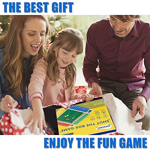 Shut The Box Game, 12 Inches Family Wooden Board Table Math Dice Games for Adults and Kids, 2-4 Player Classics Tabletop Version Games for Classroom,Home,Party or Pub - size: 12*12inch