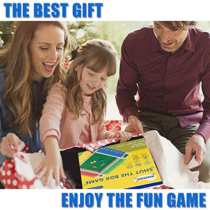 Shut The Box Game, 12 Inches Family Wooden Board Table Math Dice Games for Adults and Kids, 2-4 Player Classics Tabletop Version Games for Classroom,Home,Party or Pub - size: 12*12inch