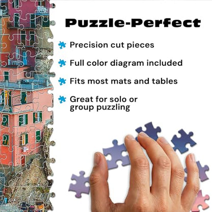Buffalo Games Peter Stewart, Cinque Terre, 1000 Piece Adult Jigsaw Puzzle | Cinque Terre Seaside Scene, Poster Included, Precision-Cut Pieces, Made in USA, Thicker Board