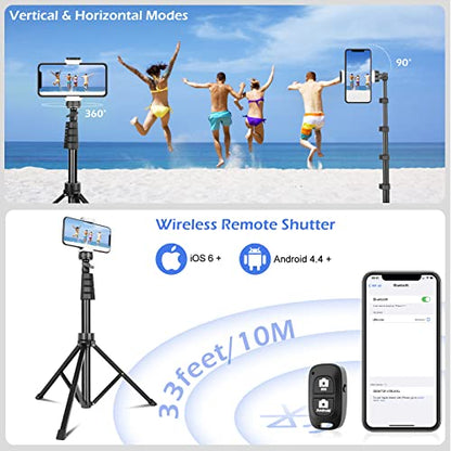 Sensyne 67" Phone-Tripod, Extendable Cell Phone Tripod Stand & Selfie Stick with Wireless Remote and Phone Holder, Compatible with iPhone Android Phone, Camera - color: Black, size: 67-inch