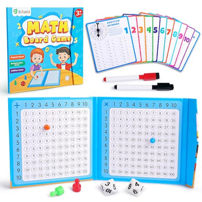 D-FantiX Magnetic Addition Multiplication Game Board | Math Games for Kids 8-12, Math Manipulatives for Elementary School, Montessori Learning Toys for Homeschool Classroom