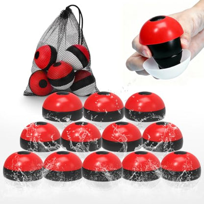 Reusable Water Balloons 12 Pcs, Refillable Self-Sealing Water Bombs, Quick Fill Silicone Water Balls for Kids, Non-Magnetic Splash Toys for Outdoor Summer Fun, Pool Beach Backyard Water Park Games - color: Red