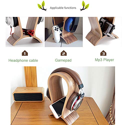 Headphone Stand Wood, Headset Stand for Desk, Walnut Gaming Headphone Holder Compatible for Sennheiser, Bose, Beats, Razer, AKG, Airpod Max, HyperX, Sony PS4 et. | Gaming Headset Holder Compatible for Sennheiser, Bose, Beats, Razer, AKG, Airpod Max, Hyper