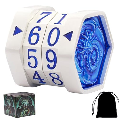 Metal MTG Life Counter Wheel Metal Magic Life Counter MTG Health Tracker MTGs Foundations with Dragon Symbol for Board Games, Cards Games, TTRPGs, Compatible with MTGs(Pearl Silver_Blue) - color: Silverblue