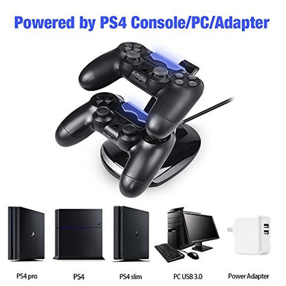 Controller Charger Dock Station for PS4, Controller Charger for PlayStation 4 - Fast Charging Station for 2 Controllers, Replacement Charging Dock for PS4 / Slim/Pro Console