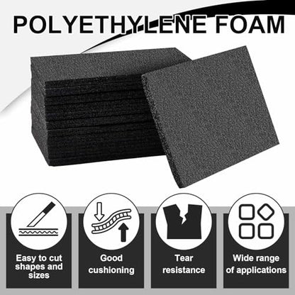 Frienda 12 Pcs 12" x 8" x 1" Polyethylene Foam Sheet Thick Black Packing Foam Padding Customizable PE Board Cushion Inserts for Cases Craft Shipping Moving DIY Projects Toolbox Storage - size: 12 x 8 x 1 inches