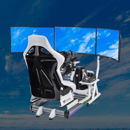 Thermaltake GF500 Flight Simulator Cockpit, Compatible with Thrustmaster-Logitech-Turtle Beach-Virtual Fly-VKB-Virpil-Winwing, Pedals and Controls not Included, PC & Console, Snow, GSC-F50-CPASWH-01