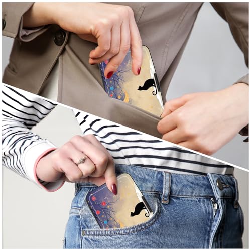 Credit Card Holder, Mini Aluminum Card Wallet RFID Blocking Slim Metal Hard Card Case for Women Men, Moonlight Cat - color: Moonlight Cat