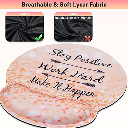 Mouse Pad with Wrist Rest, Canjoy 3-in-1 Keyboard Wrist Rest + Mousepad Set | Keyboard Wrist Rest + Ergonomic Mouse Pad + Coaster, Gel Wrist Rest for Computer Keyboard, Easy Typing & Pain Relief - color: Champagne-3pc