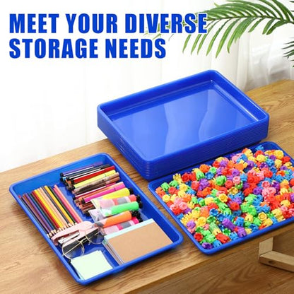 Maitys 15 Pack Plastic Art Trays 12 x 16 Inch Activity Crafts Trays Sensory Tray DIY Projects, Painting, Beads, Jewelry Office Home Organizer Arts and Crafts Supplies(Blue) - color: Blue