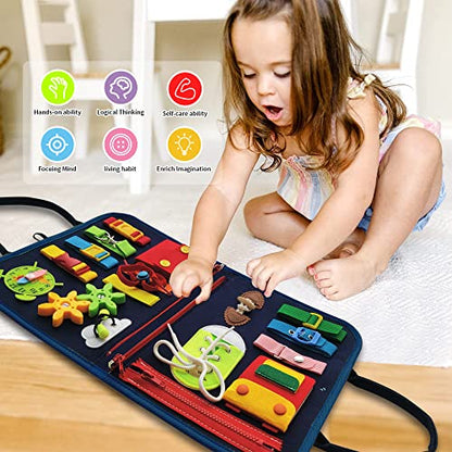 LearnToy Busy Board - Dinosaur Montessori Toys for 3 4 5 Year Old - Sensory Toys for Autistic Children - Toddler Travel Toys - Busy Book for Toddlers Activities as Boys Girls Gift | Sensory Toys for Autistic Children - Toddler Travel Toys - Busy Book for