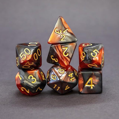 Sage’s Portal Stones DND Dice Set Acrylic Opaque 7-PC Polyhedral DND Dice Set for Dungeons and Dragons D&D Sage’s Cantrips RPG Tabletop TTRPG (Copper/Mica/Gold) - color: Copper/Mica/Gold