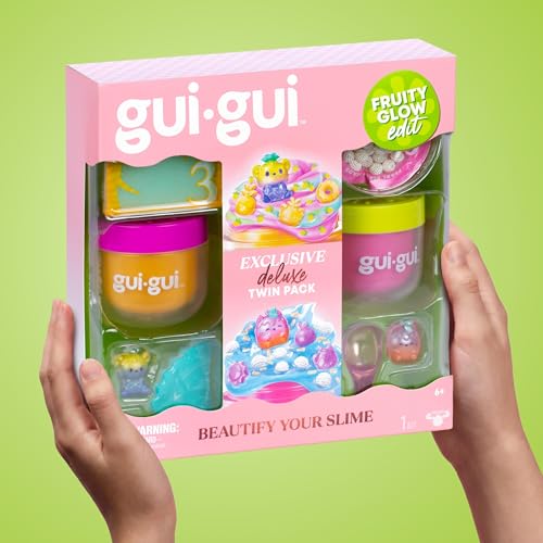 GUI GUI Fruity Glow Deluxe Twin Pack Slime Kit, 2 Scented Slimes Jelli & Clear, Beautify Your Slime, 5-Step Beauty Ritual, Includes Gua Sha & Scoop Tools, Ages 6+ - style: Deluxe Pack- Jelli & Clear