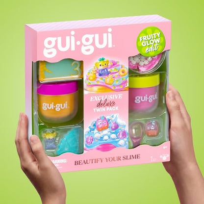 GUI GUI Fruity Glow Deluxe Twin Pack Slime Kit, 2 Scented Slimes Jelli & Clear, Beautify Your Slime, 5-Step Beauty Ritual, Includes Gua Sha & Scoop Tools, Ages 6+ - style: Deluxe Pack- Jelli & Clear