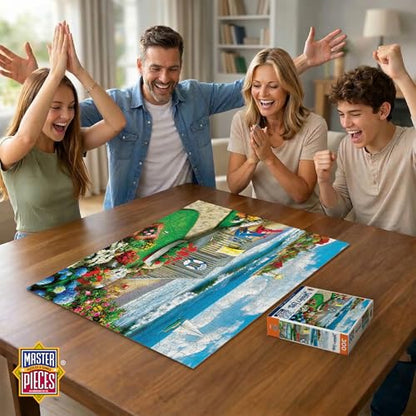 MasterPieces 300 Piece EZ Grip Jigsaw Puzzle – Coastal Getaway Beach Scene – Large Piece Puzzles for Seniors, Adults, and Family – Eco-Friendly, Non-Glare Finish, Relaxing 18" x 24" Puzzle - size: 300 Piece