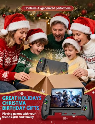 Fasceote Wireless Switch Controller for Nintendo Switch/OLED/Switch 2, Rechargeable Pro Controllers with 15 Lights Color, Retractable One-piece Handheld Control with Hall Effect Joysticks,Turbo, Dual Vibration