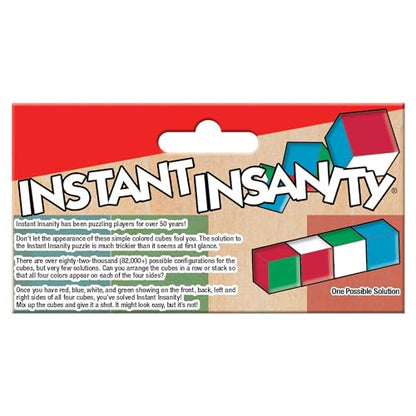 Instant Insanity Wood, Brain Teaser Puzzle, by Winning Moves Games USA | High Quality Wood Cubes, 82,944 Combinations, 1 Player